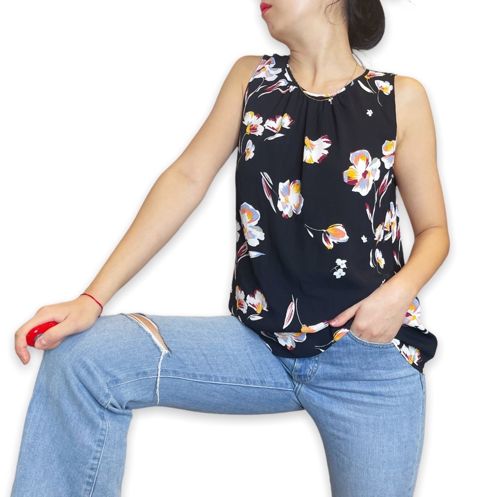 Nordstrom Halogen Floral Print Crewneck Sleeveless Blouse Size S - Picture 12 of 16